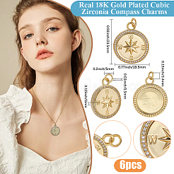 6 шт. латунные подвески с микропаве из прозрачного кубического циркония&nbsp;KK-BBC0021-83