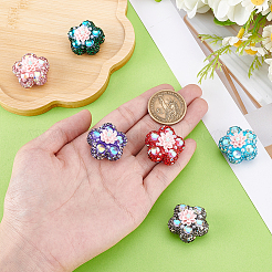 6 шт. 6-цветные бусины из полимерной глины ручной работы со стразами&nbsp;CLAY-PH0002-11