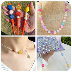 100шт 10 цвета прозрачные акриловые бусины&nbsp;FACR-BT0001-02