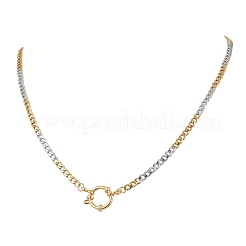 Двухцветные кубинские звенья из нержавеющей стали 304 толщиной 4 мм с застежками-пружинками&nbsp;NJEW-JN05707