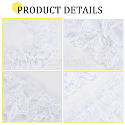 5 ярд 3-слойная плиссированная кружевная отделка из полиэстера и шифона&nbsp;OCOR-WH0082-01A