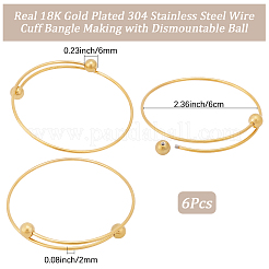 6шт регулируемый браслет-манжета из нержавеющей стали 304&nbsp;MAK-BBC0001-24B-G