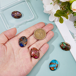 5 шт. 5 стиля кабошонов из натурального лазурита и синтетической императорской яшмы и бронзита&nbsp;G-FH0002-70