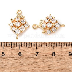 Шармы-соединители из латуни с микропаве из прозрачного кубического циркония&nbsp;KK-Z142-01G