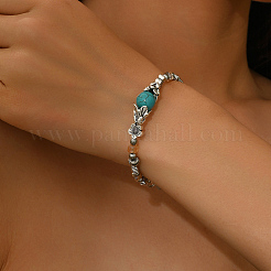 Элегантные женские браслеты из синтетической бирюзы и цинкового сплава с круглыми бусинами&nbsp;ZF9311-1