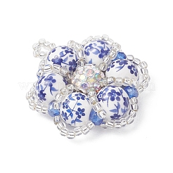 Керамические изделия ручной работы из фарфора с печатным рисунком и подвесками из стекла в форме семян.&nbsp;PALLOY-MZ01189