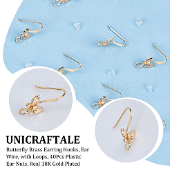 20 шт. латунные крючки для сережек-бабочки&nbsp;KK-UN0002-22