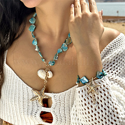 Ожерелья с подвесками из сплава и натуральных ракушек&nbsp;FS-WG9F39A-02