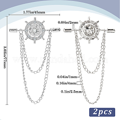 2 шт. брошь-цепочка в виде шлема из цинкового сплава с хрустальными стразами&nbsp;FIND-GF0006-83P