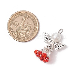 Стеклянные бусины с круглыми бусинами из АБС-пластика&nbsp;PALLOY-JF03625