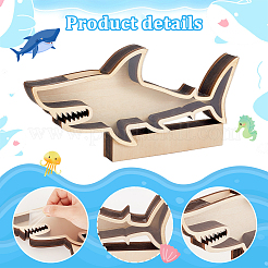 Деревянная витрина в форме акулы&nbsp;DIY-WH0430-991