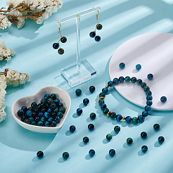 2 нити окрашенных натуральных бусин тигрового глаза&nbsp;G-UN0001-36