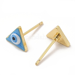 Эмалевый треугольник с серьгами-гвоздиками от сглаза&nbsp;EJEW-E274-04G-10