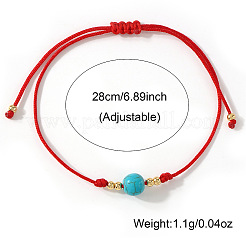 Плетеные браслеты из круглых бусин из синтетической бирюзы&nbsp;EC3666