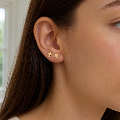 12 шт. 3-х цветные латунные серьги-гвоздики&nbsp;EJEW-GO0003-10