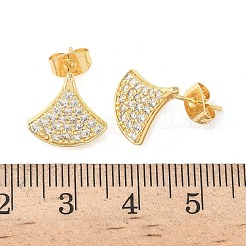 Серьги-гвоздики из латуни с микропаве из прозрачных кубических цирконий&nbsp;EJEW-Z144-16G