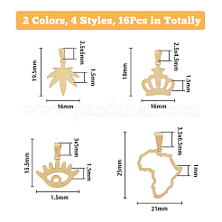16 шт. 8 стиля вакуумного покрытия PVD из нержавеющей стали 304 подвески&nbsp;STAS-DC0013-08