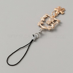 Дуга из сплава эмали с подвеской для телефона в виде кошки и сакуры&nbsp;HJEW-WH0007-25A