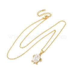 Латунные ожерелья с подвесками из прозрачных кубических цирконий с морскими животными&nbsp;NJEW-L184-02A-G