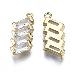 Подвески из прозрачного фианита с инкрустацией из латуни&nbsp;ZIRC-S069-029G