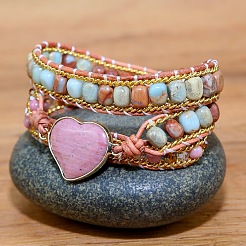 Многорядные браслеты в стиле бохо с натуральным родохрозитом и бусинами шоушан&nbsp;FS-WGBC1C4-01