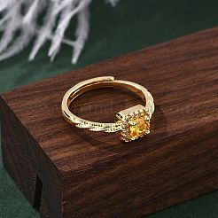 Женские кольца на палец из латуни с микропаве и кубическим цирконием&nbsp;RJEW-U049-04G