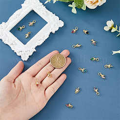 16 шт. 8-цветные латунные подвески с микропаве из кубического циркония&nbsp;KK-DC0003-69