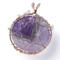 Большие подвески из натурального аметиста и аквамарина&nbsp;G-G771-B03