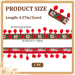 5 ярд полиэстеровой кружевной ленты с кисточками и помпонами&nbsp;OCOR-PH0007-51