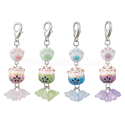 4 шт. фарфоровые бусины ручной работы «Манэки-нэко»&nbsp;HJEW-JM04252