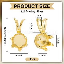 3 шт. 925 подвески из стерлингового серебра с кабошонами&nbsp;STER-BC0003-73G