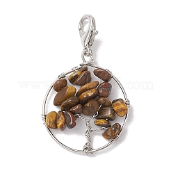 Подвески из натуральных смешанных драгоценных камней в проволочной обертке «Древо жизни»&nbsp;HJEW-JM01876