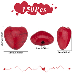 150 шт. бусины из синтетической бирюзы в форме сердца&nbsp;TURQ-SC0001-32