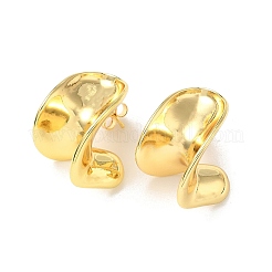 Изогнутые овальные серьги-гвоздики из латуни&nbsp;EJEW-F389-03G