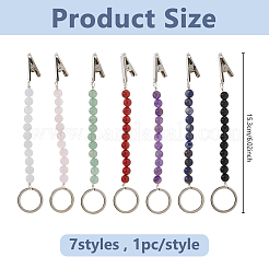 7 круглый зажим для кредитных карт с натуральными и синтетическими драгоценными камнями&nbsp;HJEW-DC00125