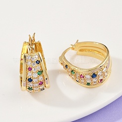 Латунные микро проложить серьги обруча кубического циркония&nbsp;EJEW-F895-23B-G