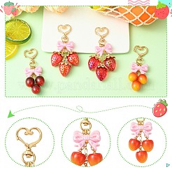 4 шт. подвеска из акрила в виде клубники и вишни&nbsp;HJEW-CJ00090
