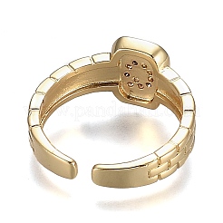 Латунные кольца из манжеты с прозрачным цирконием&nbsp;RJEW-H538-02G-Q