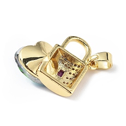 Настоящие 18-каратные позолоченные подвески из латуни с микропаве из прозрачного кубического циркония&nbsp;KK-C015-17G-15