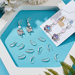 20 шт. латунные крючки для сережек из прозрачного кубического циркония&nbsp;KK-ME0002-54