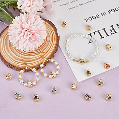 16 шт. стойка с покрытием из настоящих 18-каратного золота латунные эмалевые бусины&nbsp;FIND-SC0001-76