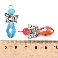 Подвески-бабочки из сплава и стеклянные соединители&nbsp;PALLOY-JF00896-S