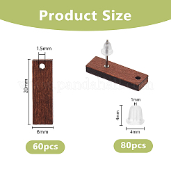 60 шт. фурнитура для сережек-гвоздиков из осины&nbsp;WOOD-DC0001-35A
