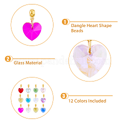24шт 12 цвета граненое стекло европейские подвески с подвесками&nbsp;PALLOY-AB00176