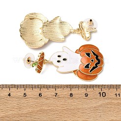 Серьги-гвоздики из сплава с подвесками в виде призрака и тыквы&nbsp;LS-EJEW-Z142-142