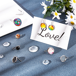 40 шт. 5 стиля плоских круглых сережек из нержавеющей стали 304 с крючками&nbsp;STAS-UN0026-16