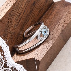 Латунные кольца-манжеты с микропаве и прозрачным цирконием для женщин&nbsp;LS-RJEW-C118-01P