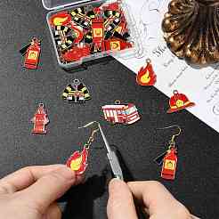 30 шт. 6 стиля подвески из сплава и эмали на тему пожаротушения&nbsp;ENAM-CJ0007-23