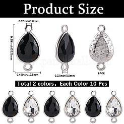 20 шт. 2-цветные граненые стеклянные подвески-соединители из сплава&nbsp;FIND-SC0016-29