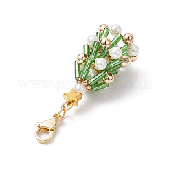 Рождественские елочные подвески из стекла и ракушек с жемчугом&nbsp;HJEW-TA00182-01